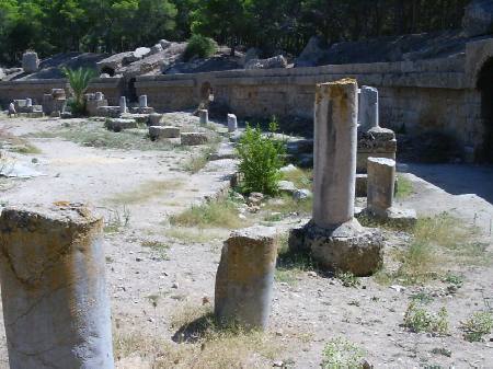 Resti del colonnato che abbelliva la cavea dell'anfiteatro