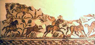 Il mosaico  datato inizio V secolo d. C. ed  conservato al Museo del Bardo