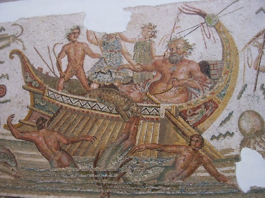 Il grande mosaico romano con scene di pesca. Museo del Bardo