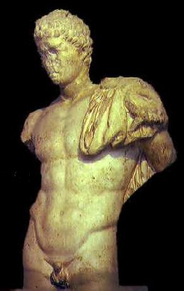 Statua di Mercurio, il figlio di Giove, a cui i romani consacravano i viaggiatori e i commercianti. La statua proviene dall'area del teatro ed è conservata al Museo del Bardo.