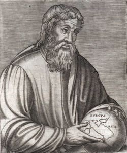 Immagine medioevale del geografo greco Strabone