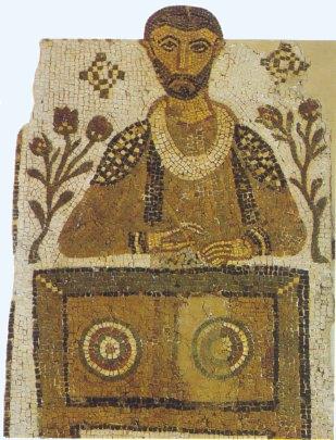 Lo scriba: particolare di un mosaico proveniente da una tomba doppia di Tabarka (IV-V sec.)