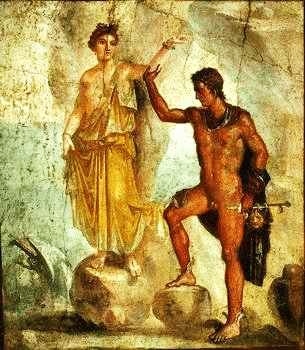 Pompei: affresco che illustra Perseo libera Andromeda dal mostro