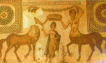 Due Centauresse incoronano Venere. Mosaico da Elles del III-IV sec. d. C. al Museo del Bardo
