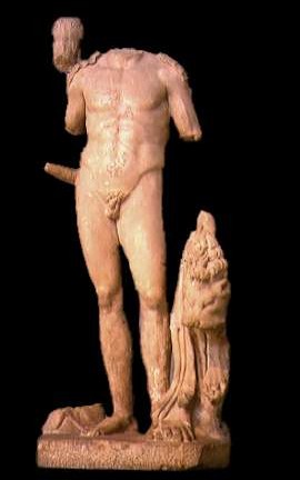 Statua di Ercole con la pelle di leone e la clava proveniente da Pupput ora al Museo del Bardo a Tunisi