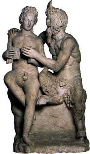 Statua con il dio Pamn e Dafne