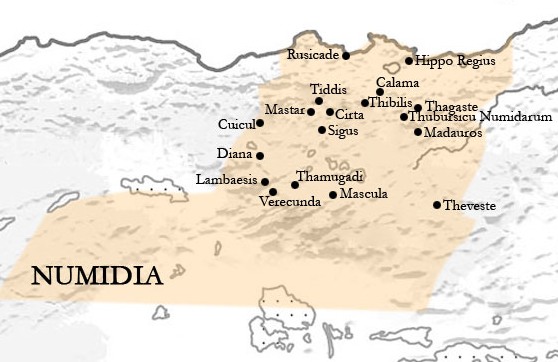 Mappa della Numidia in et romana