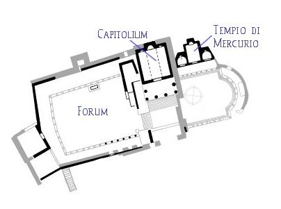 Pianta del Foro romano con il Capitolio e il tempio di Mercurio