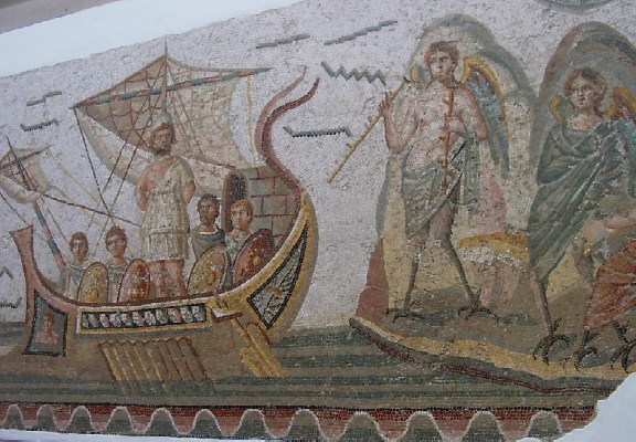 Mosaico che raffigura Ulisse chiamato dalle Sirene oggi conservato al Bardo