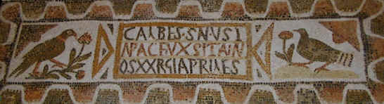 Mosaico funerario che riporta l'epitaffio di una certa CREMENTIA da Curubis oggi al Museo del Bardo