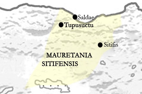 Mappa della Mauritania Sitifensis con la città di Saldae