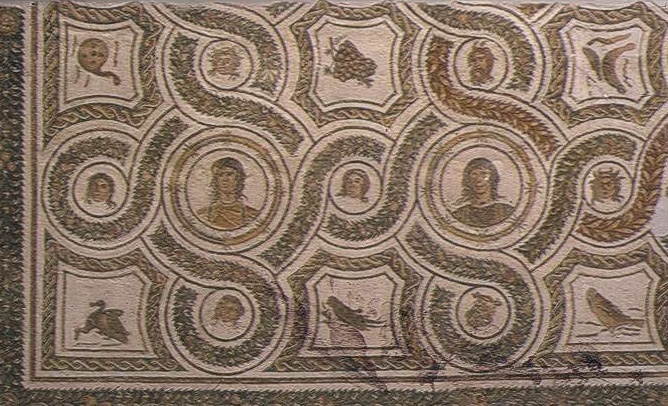 Pavimento in mosaico, che proviene da una casa vicino all'Ippodromo