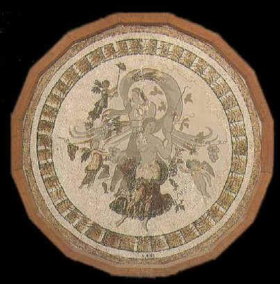 Mosaico a forma di medaglione che rappresenta Venere circondata da Amorini