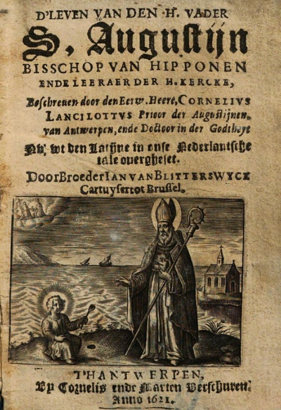 Frontespizio della sua Vita di sant'Agostino nell'edizione datata Anversa 1621
