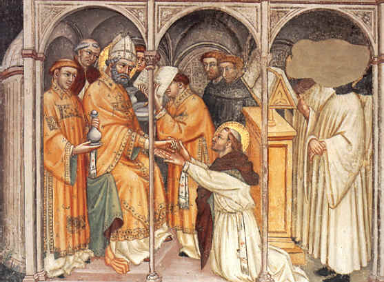 Gubbio: Agostino viene ordinato sacerdote da Valerio vescovo di Ippona: affresco di Ottaviano Nelli