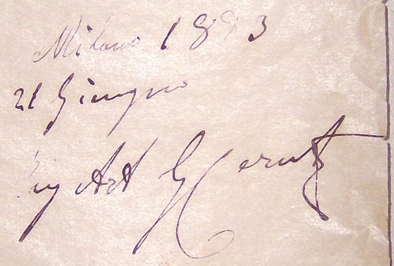 Firma dell'architetto Giovanni Ceruti in calce al progetto del Sepolcreto di san Salvatore datata 21 giugno 1883