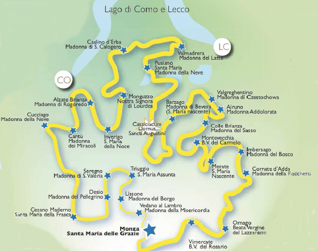 Mappa del percorso del Cammino di sant'Agostino