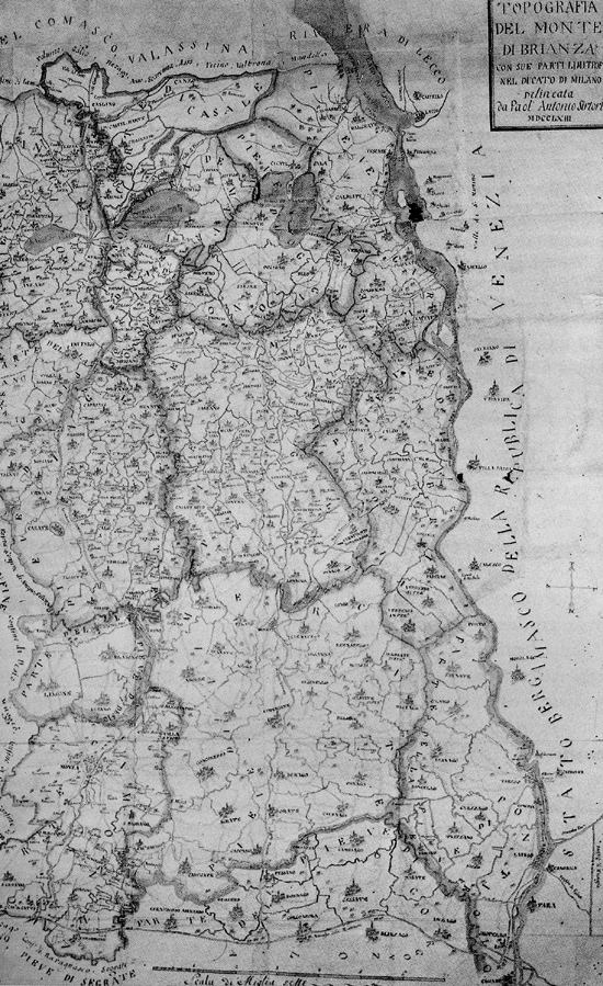 Mappa del Monte di Brianza con la Pieve di Missaglia