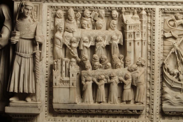 La traslazione del corpo di Agostino in un pannello dell'Arca di Pavia
