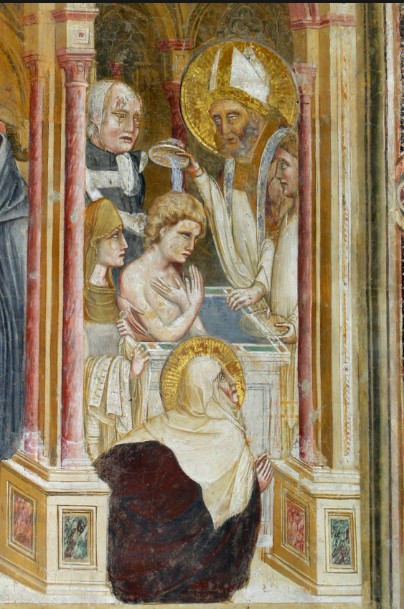 Battesimo di Agostino, affresco di Guariento a Padova