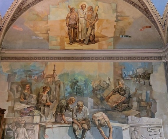 Il grande affresco del pittore Alberto Bogani nel Santuario di S. Rocco a Mariano Comense