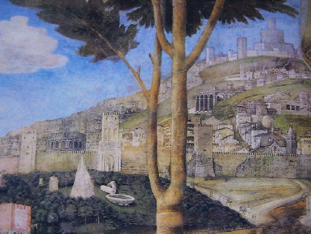 Paesaggio cittadino: affresco di Mantegna a Mantova