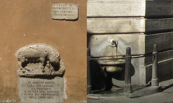 Via della Scrofa in Campo Marzio: la vecchia e la nuova posizione della fontana