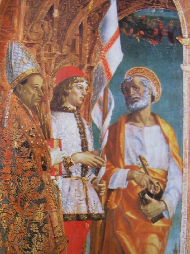 Zenale: un pellegrino con Pietro e san Maurizio