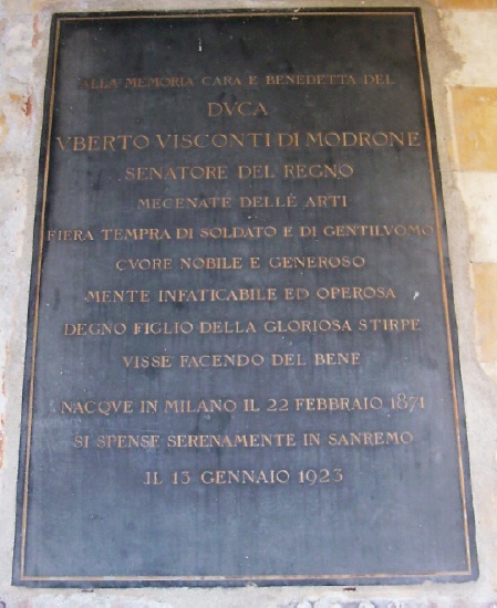 Lapide del Duca Uberto Visconti nel Sepolcreto di famiglia a san Salvatore in localit Tremoncino a Cassago