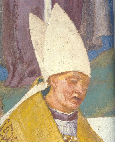 Il vescovo Machilla che veste santa Brigida da monaca