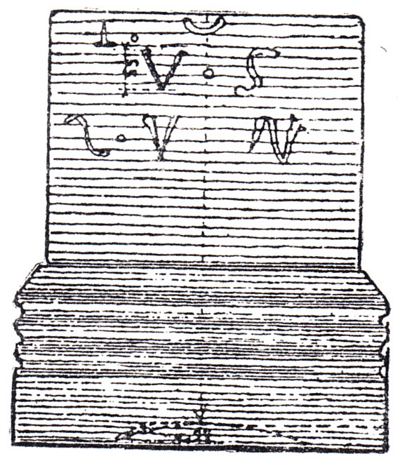 Disegno dell'ara romana scoperta dall'avv. Emilio Seletti di Missaglia