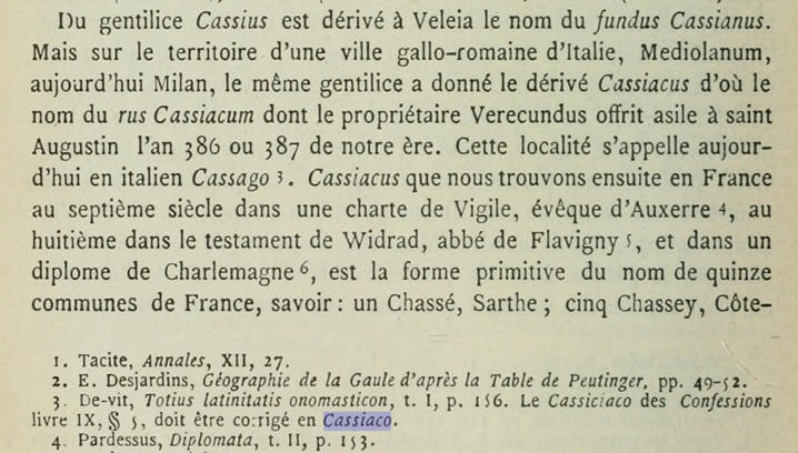 La pagina della Rivista Celtica diretta da H. D'Arbois de Jubainville che tratta di Cassiacus