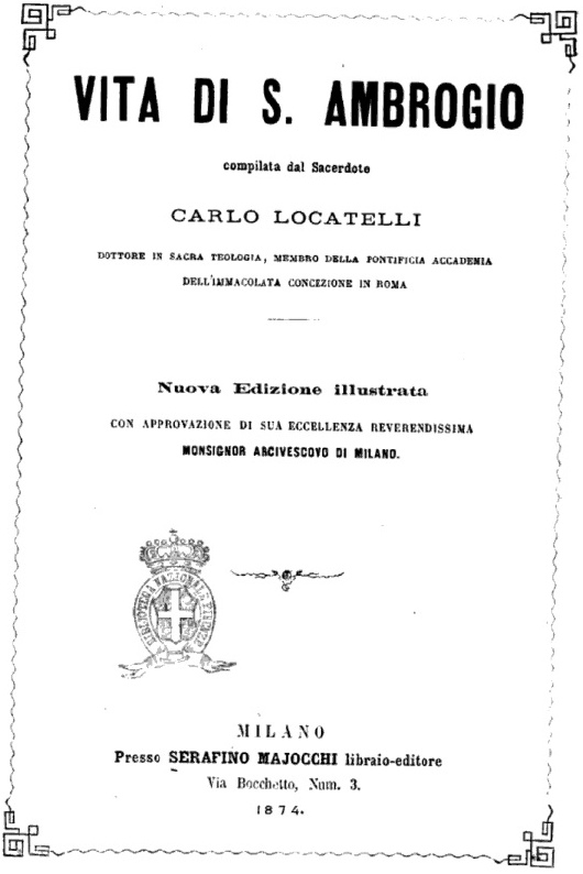 Il frontespizio dell'opera di Carlo Locatelli