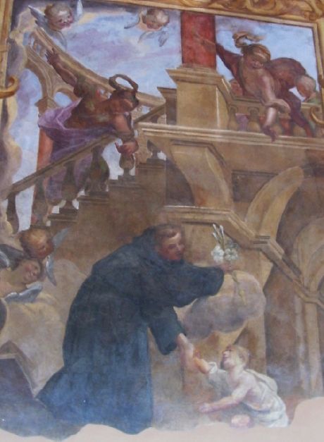 Affresco con san Nicola nel chiostro del Convento di Tolentino