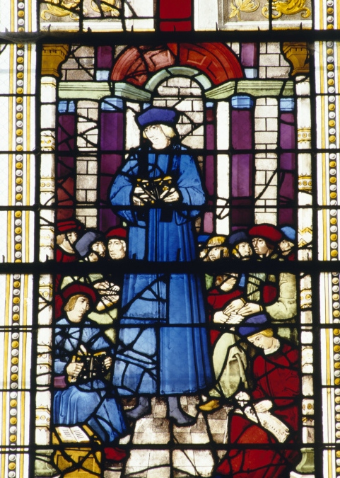 Agostino insegna retorica, vetrata nella chiesa di Notre Dame a Eperney
