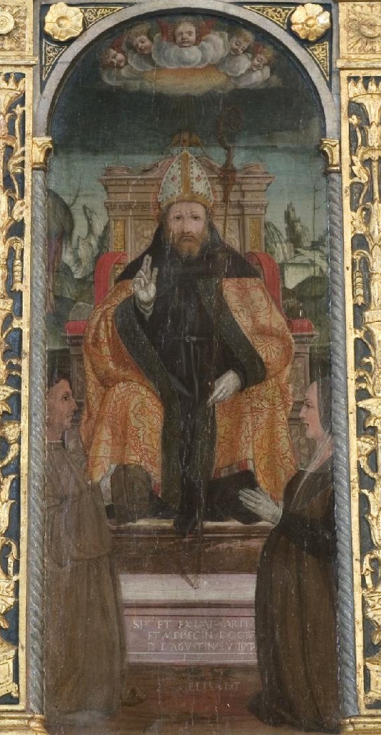 Sant'Agostino benedicente in cattedra con i donatori Gusberti