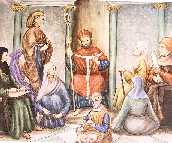 Agostino vescovo insegna ai fedeli di Ippona
