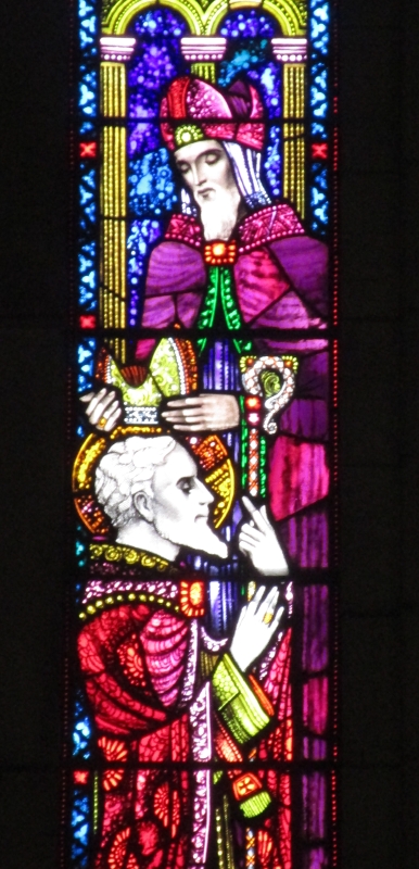 Agostino viene consacrato vescovo vetrata nella chiesa agostiniana di Limerick