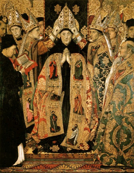 Consacrazione a vescovo di sant'Agostino di Jaime Huguet al Museo di Arte Catalana a Barcellona