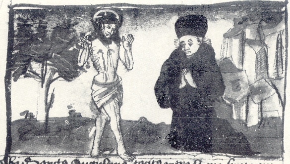 Agostino piange la Passione di Cristo, immagine tratta dalla Vita sancti Augustini