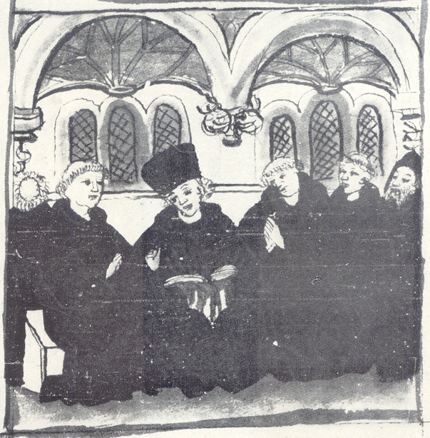 Dalla sesta alla nona ora: i monaci leggono e pregano, immagine tratta dalla Vita sancti Augustini