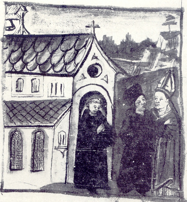 Valerio visita il monastero di Agostino, immagine tratta dalla Vita sancti Augustini