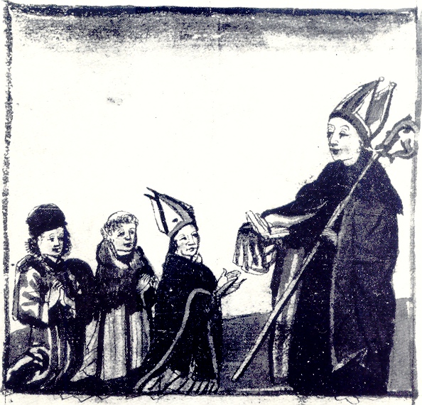 Agostino d una regola di vita a preti e ai chierici, immagine tratta dalla Vita sancti Augustini