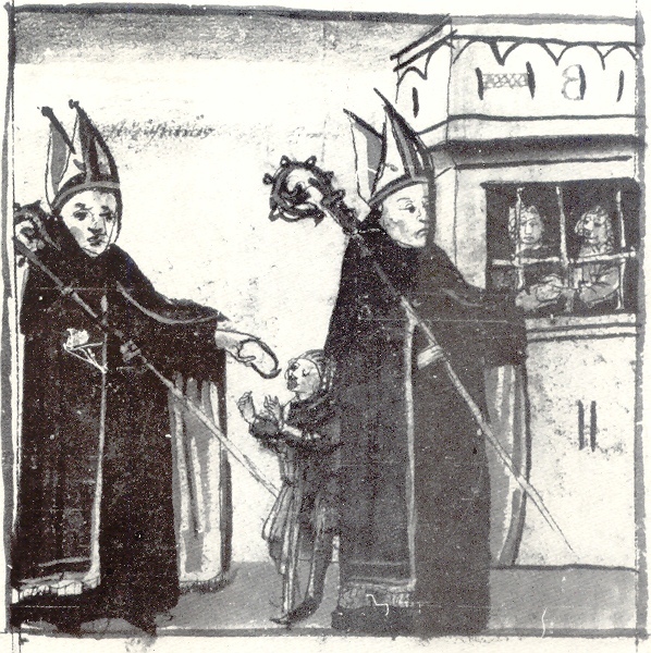 Agostino visita i poveri, immagine tratta dalla Vita sancti Augustini