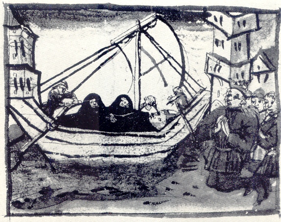 Re Liutprando riceve le spoglie di Agostino a Genova, immagine tratta dalla Vita sancti Augustini