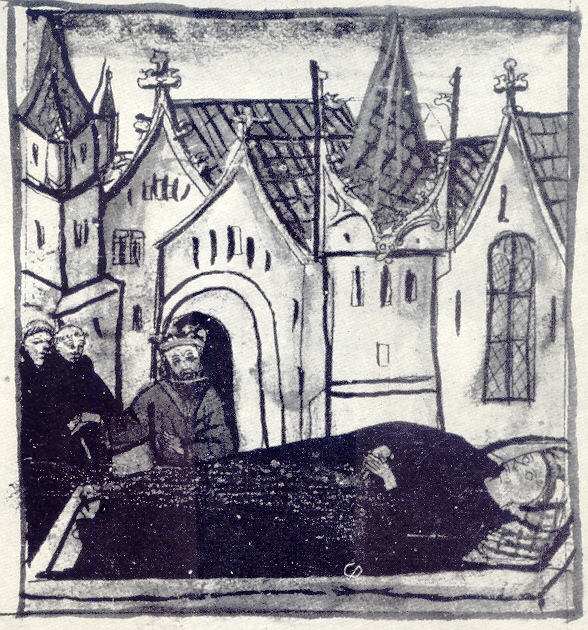 Giovanni di Lussemburgo in pellegrinaggio a Pavia, immagine tratta dalla Vita sancti Augustini