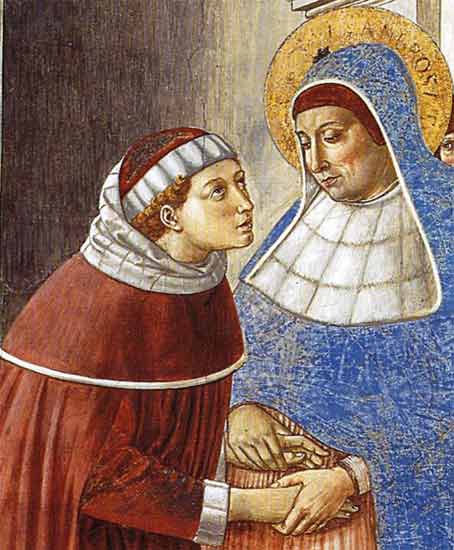 Agostino a Milano incontra Ambrogio: dal ciclo di affreschi di Benozzo Gozzoli nella chiesa di sant'Agostino a San Gimignano