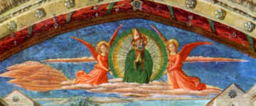 Agostino accolto in cielo dagli angeli: dal ciclo di affreschi di Benozzo Gozzoli nella chiesa di sant'Agostino a San Gimignano