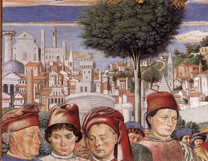 Agostino lascia Roma e parte per Milano: dal ciclo di affreschi di Benozzo Gozzoli nella chiesa di sant'Agostino a San Gimignano