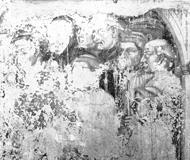 Particolare della scena dei funerali di Agostino: affresco di Ottaviano nelli a Gubbio
